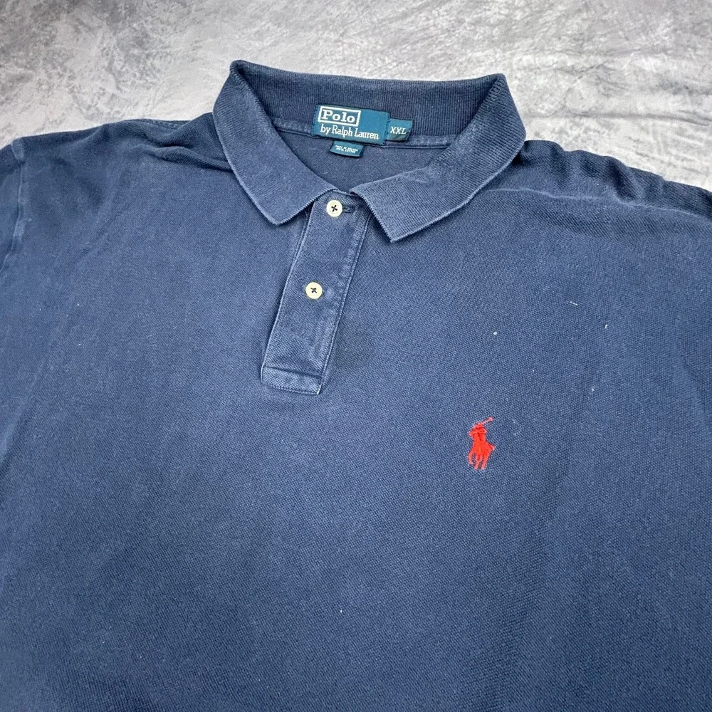 Polo Ralph Lauren Mens XXL Navy Blue‎ Short Sleeve Polo Shirt Vintage 90s Y2K